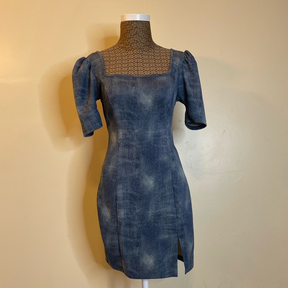 Faux Denim Mini Dress